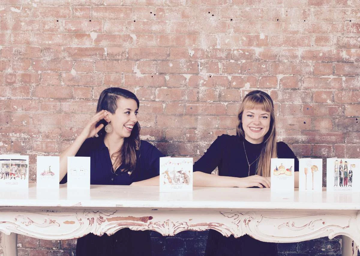 Cat and Liz from Jelly Armchair with their cards 